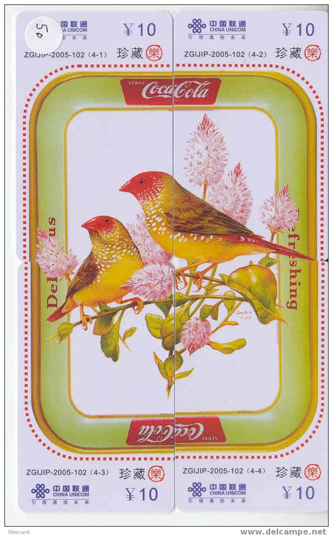 4 Telecartes COCA COLA En Puzzle (50) Puzzle Of 4 Phonecards OISEAU VOGEL BIRD - Rompecabezas