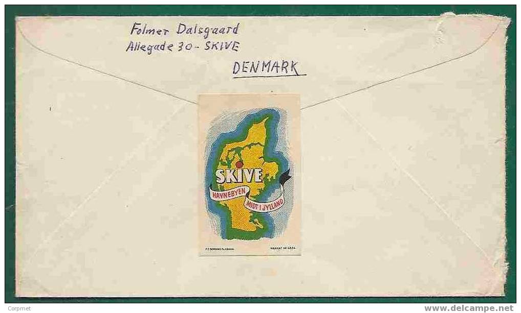 DENMARK - VF SKIVE COVER ADDRESSED In 1961 To BUENOS AIRES + Closing SKIVE Vignett - Luftpost