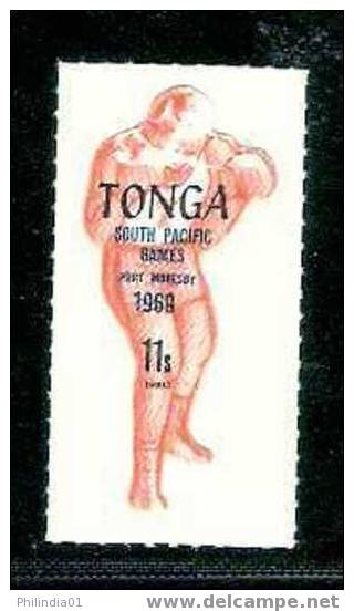 Tonga 1968 Odd Shaped, Die Cut, 11s Airmail Pacific Games, Sport, Boxing Shaped  # 1759 - Boxing