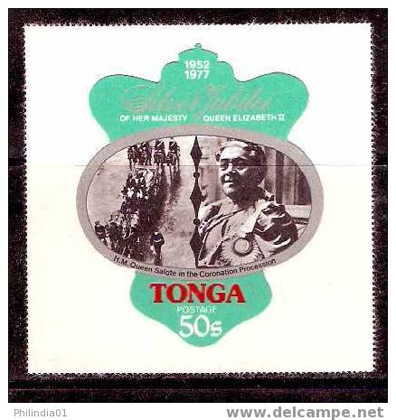 Tonga 1977 Odd Shaped, Die Cut, 50s Silver Jublee, Royal, King & Queen # 1721 - Tonga (1970-...)