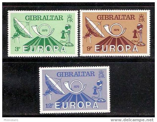 Gibraltar 1979 Europa, Telecommunication, Dish Antena, Early Telephone, Radar 3V Set  MNH # 1705 - 1979