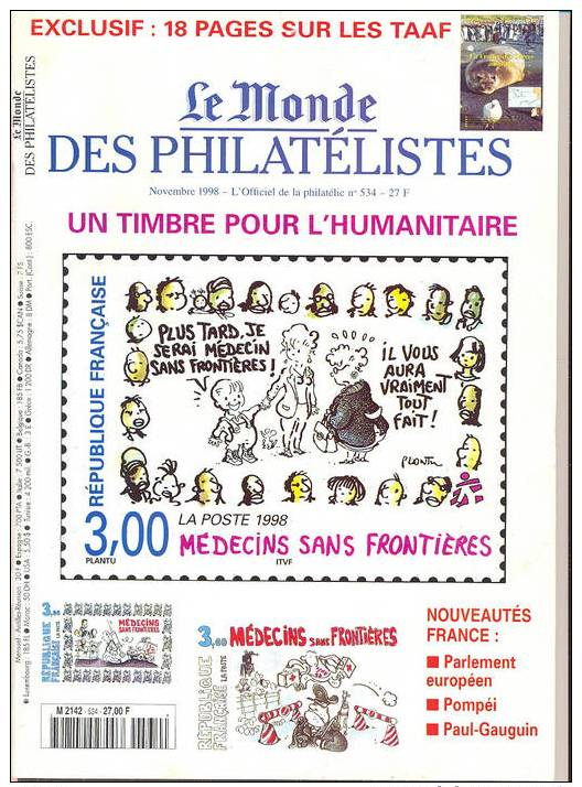 Le Monde Des Philatélistes N°534 Novembre 1998 - Français (àpd. 1941)