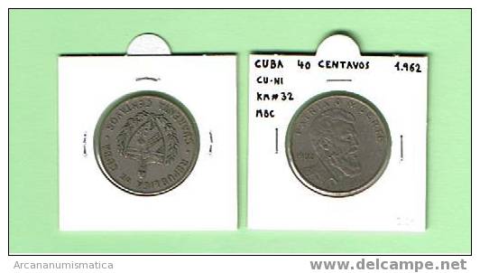 CUBA 40 CENTAVOS 1.962 CU-NI Km# 32  MBC   DL-575 - Kuba