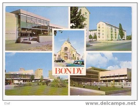 BONDY (Seine-Saint-Denis, 93 ) La Poste,Avenue Henri-barbusse,Eglise St-Pierre, La Piscine, Mairie ; TB - Bondy