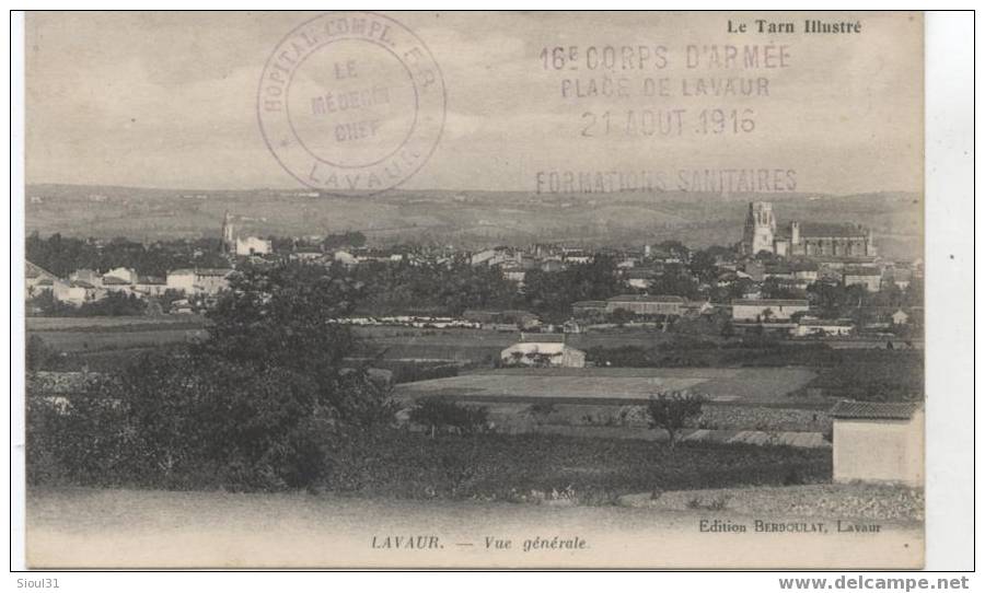 LAVAUR+ 3 TAMPONS  MILITARIA CROIX ROUGE 16° CORPS D ARMEE HOPITAL  N° 58 1916 - Croce Rossa