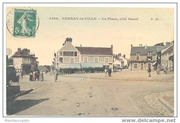 78 ) CERNAY LA VILLE, La Place Coté Ouest, E.M., N° 2466 Colorisée, E Malcuit édit - Cernay-la-Ville