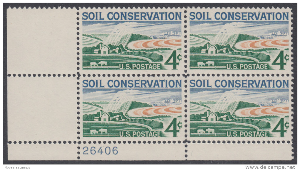 !a! USA Sc# 1133 MNH PLATEBLOCK (LL/26406) - Soil Conservation - Ongebruikt