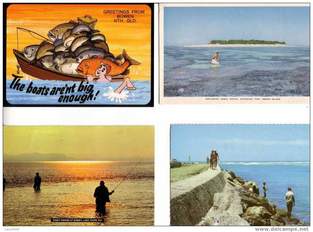 4 Fishing Postcard / 4 Carte Sur La Peche - Pêche