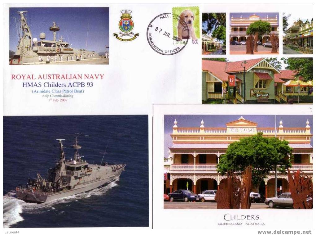 HMAS Childers Cover + 3 Postcards / Navire De Guerre Australian Childers - Warships