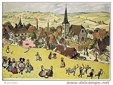 Carte Postale HANSI Illustrateur - La Cigogne 67 574 31 - Enfants Joyeux, Pres De Leur Village - Hansi