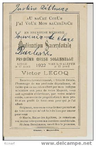 Faire-parts De VIEUX-WALEFFE De 1922 . - Autres & Non Classés