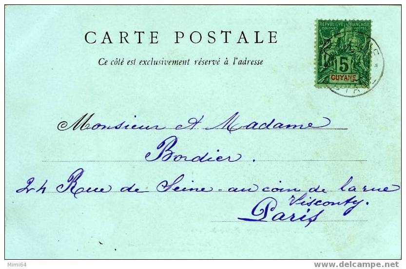 GUADELOUPE . FAUBOURG , POINTE-A- PITRE . ( TIMBRES 5 C VERT DE GUYANE  CIRCULE EN  1904 ) - Pointe A Pitre