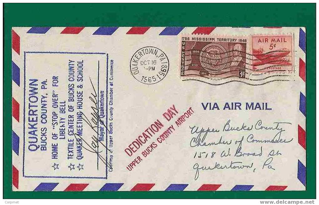 QUAKERTOWN, BUCKS COUNTY, PA - 1965 DEDICATION DAY VF COVER With Mayor Signature - Event Covers