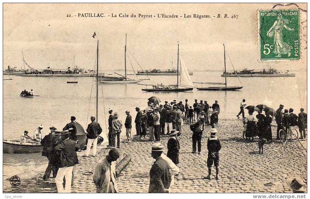 33 PAUILLAC Cale Du Peyrat, Escadre, Régates, Marine Militaire, Voiliers, Animée, Ed BR 21, 1908 - Pauillac