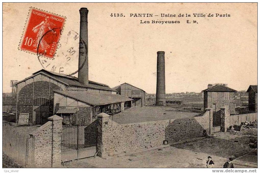 93 PANTIN Usine De La Ville De Paris, Broyeuses, Ed EM 4135, 1912 - Pantin