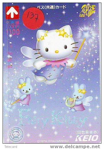 HELLO KITTY (137) KAT CAT CHAT RABBIT Lapin Katze Kaninchen Carte Prépayée Japonaise - Comics