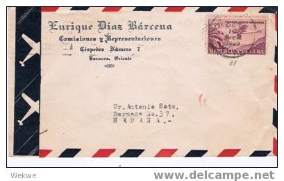 Cu028/Flugzeug ü.Palmen, 1935, Baracoa-Havanna.  Mit Stempel Anti-Gelbfieber - Covers & Documents