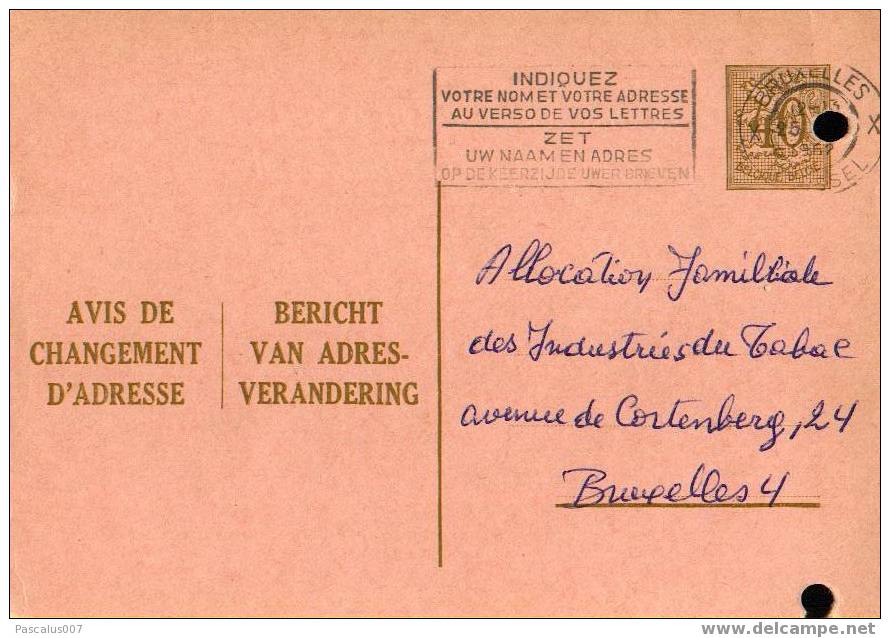 A00007 - Entier Postal - Changement D´adresse N°11 FN De 1959 - Bericht Van Adresverandering - Adressenänderungen