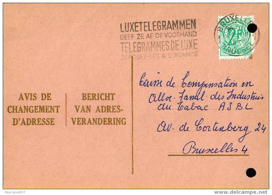 A00007 - Entier Postal - Changement D'adresse N°11 FN De 1959 - Bericht Van Adresverandering - Expédiée En 1960 - Addr. Chang.