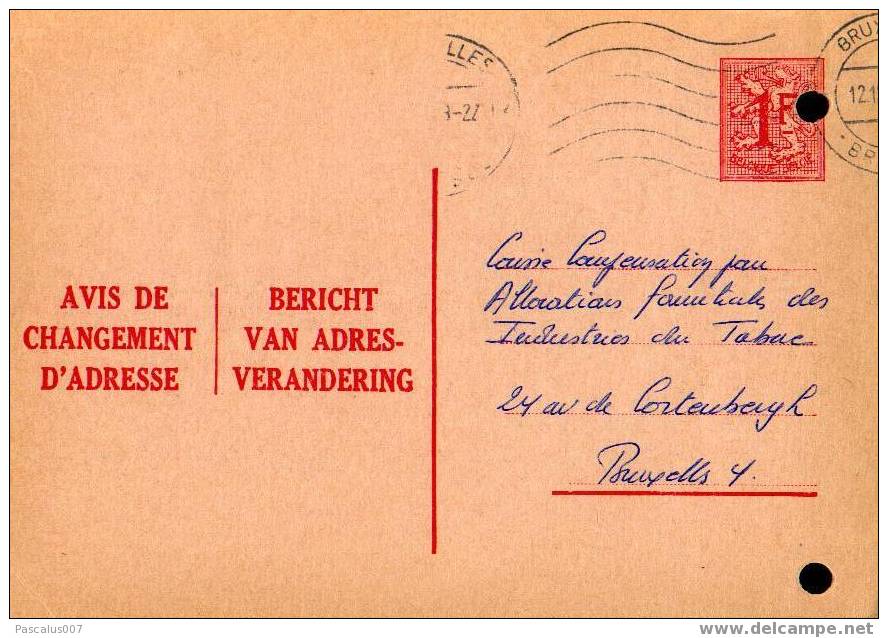 A00007 - Entier Postal - Changement D'adresse N°14 FN De 1967 - Bericht Van Adresverandering - Avis Changement Adresse