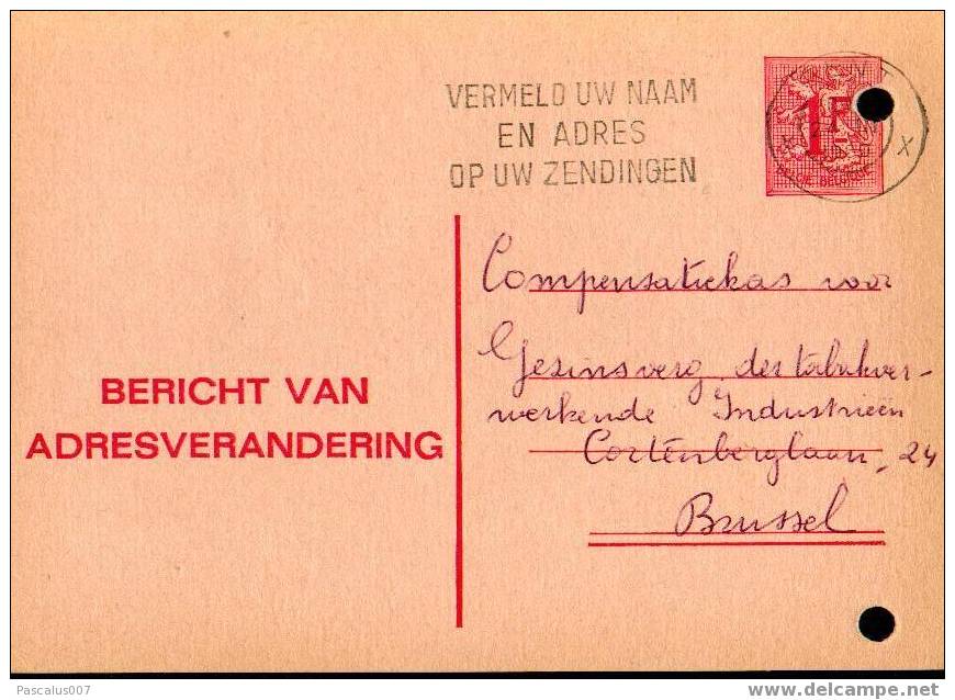 A00007 - Entier Postal - Changement D´adresse N°14 N De 1967 - Bericht Van Adresverandering - Avviso Cambiamento Indirizzo