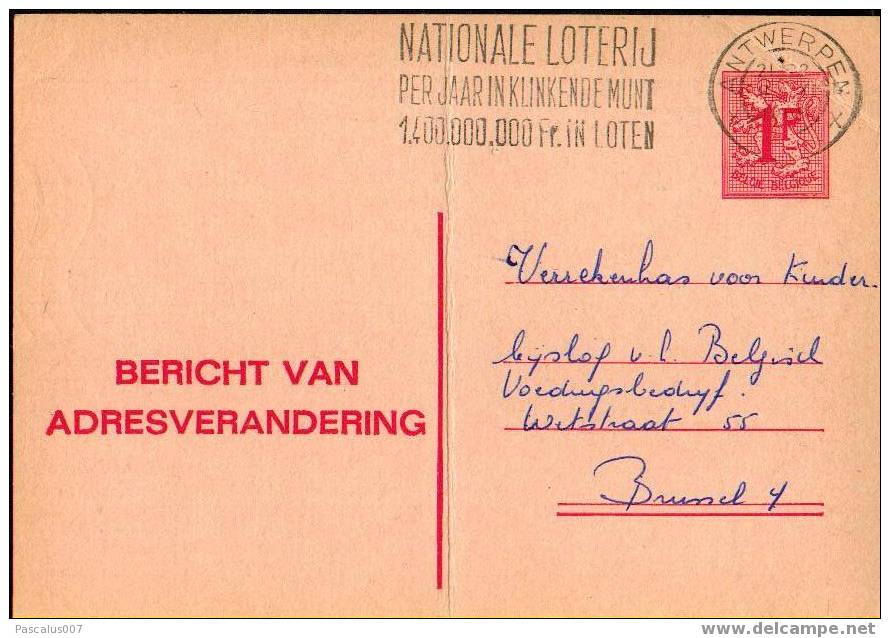 A00007 - Entier Postal - Changement D'adresse N°14 N De 1967 - Bericht Van Adresverandering - Pliée - Adreswijziging