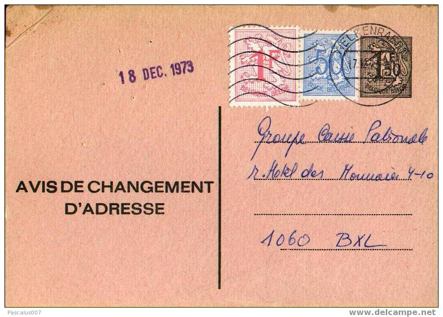 A00007 - Entier Postal - Changement D´adresse N°15 F  De 1970 - Bericht Van Adresverandering - Addr. Chang.