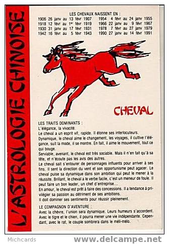 Carte Postale 1983 - Astrologie Chinoise - LE CHEVAL (20) - Astrologie