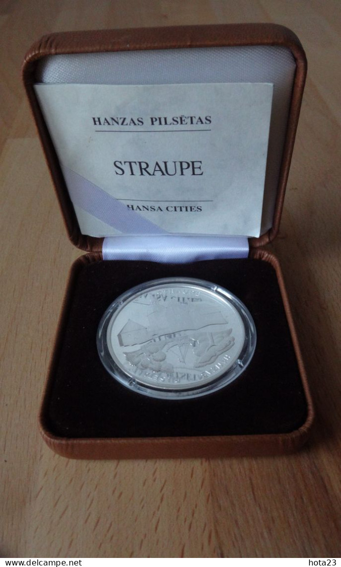 Latvia , Lettonia , Lettland 1Lat Straupe/castle + Boat 2006 Silver Coin Proof CASTLE ,sailboat - Latvia