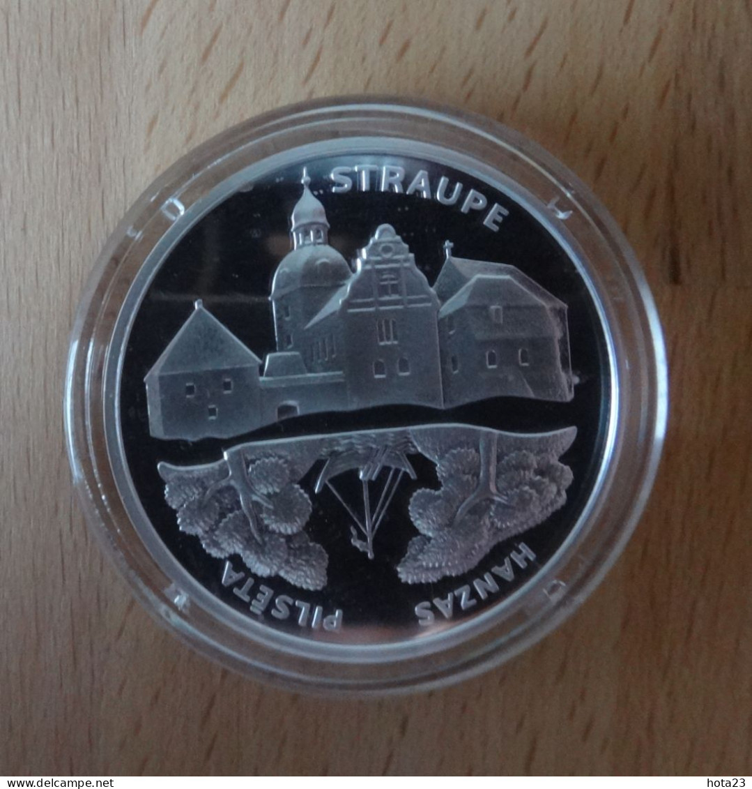 Latvia , Lettonia , Lettland 1Lat Straupe/castle + Boat 2006 Silver Coin Proof CASTLE ,sailboat - Letland
