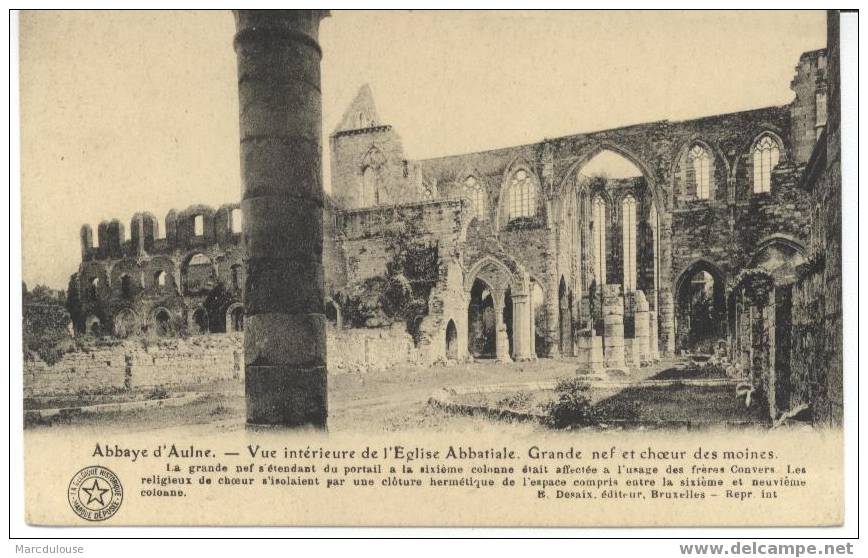 Abbaye D´Aulne. Gozée (Thuin). Vue Intérieure De L´église Abbatiale. Grande Nef Et Choeur Des Moines. - Thuin