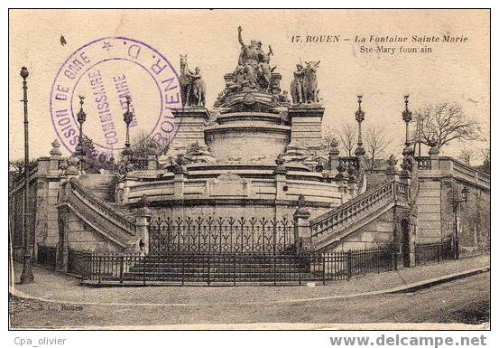 76 ROUEN Fontaine Ste Marie, Cachet "Commission De Gare Rouen RD, Commissaire Militaire", Ed JC 17, 1919 - Rouen