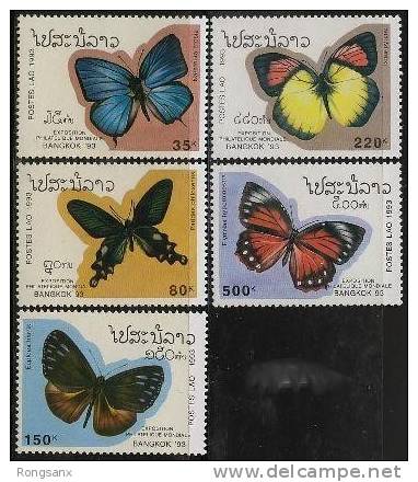 1993 LAOS Butterflies 5v+MS - Butterflies