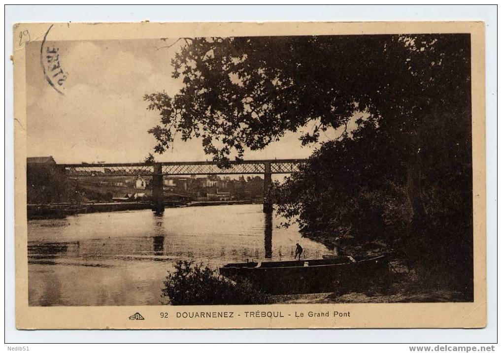 29 *** DOUARNENEZ - TREBOUL * LE GRAND PONT * Petite Animation ***CAP N° 92 * 1947 *** - Tréboul