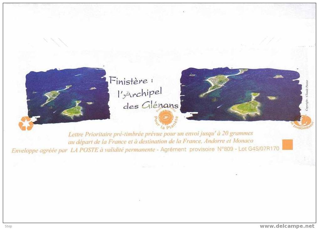 PAP ILE DE BREHAT(COTES D'ARMOR) Illustré Au Verso ARCHIPEL DES GLENANS Timbre LAMOUCHE - PAP: Aufdrucke/Lamouche