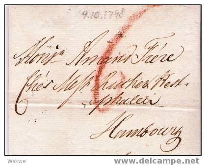 Dk-V002/ DÄNEMARK - Copenhagen-Hamburg 9.10.1798.Gebühr ZahltEmpfänger (mit Inhalt) - ...-1851 Vorphilatelie