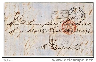 Dk-F7-008/  DÄNEMARK - Kjerteminde N.ach Marseille 1857, Rayon 2 - Lettres & Documents