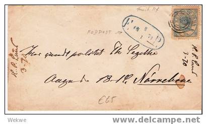 Dk-C9-007/  DÄNEMARK - Facit 11f, 1 A Gezähnt/zentriert, Fodpost 1870,Norrebrue - Covers & Documents