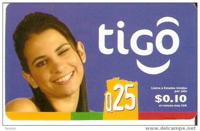 TARJETA TIGO-AMIGO DE COMCEL DE GUATEMALA CHICA GUIÑANDO EL OJO DE 25 QUETZALES - Guatemala