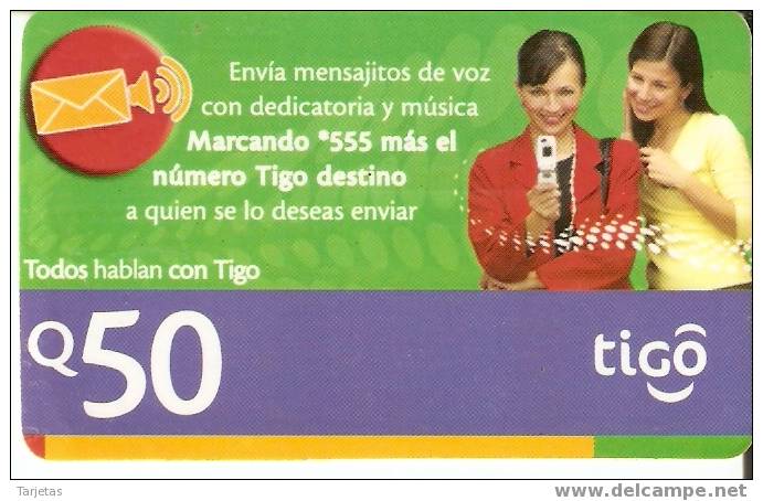 TARJETA TIGO DE GUATEMALA DE 50 QUETZALES ( 2 CHICAS CON MOVIL) - Guatemala