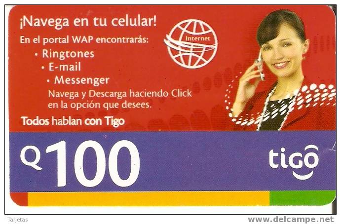 TARJETA TIGO DE GUATEMALA DE 100 QUETZALES (  CHICA CON MOVIL) - Guatemala