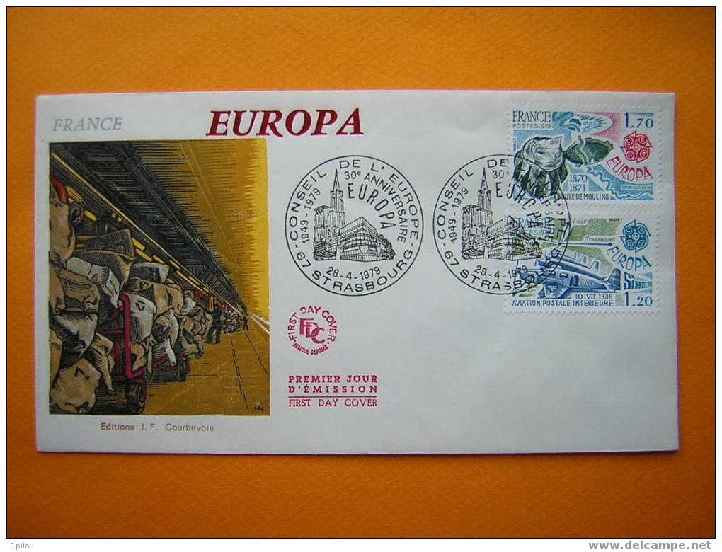EUROPA 1979. Boule De Moulins. Aviation Postale Intérieure.   1er Jour D´émission. - 1979