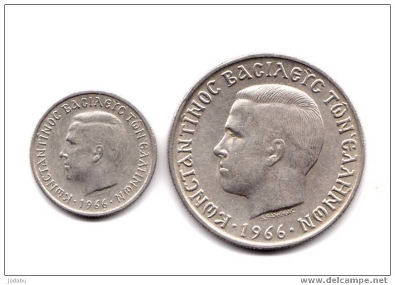 2 Piéces De  5 Drachmai 1966 Et 50 Lepta 1966 Gréce - Grecia