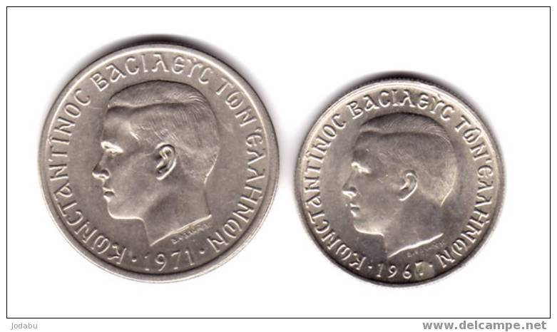 2 Piéces De  2 Drachmai 1971  Et 1 Drachmai 1967  Gréce - Grèce