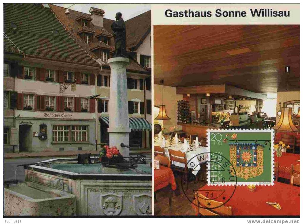 CPJ Suisse 1982 Vacances & Tourisme Hôtellerie Gasthaus Sonne Willisau Soleil - Hôtellerie - Horeca