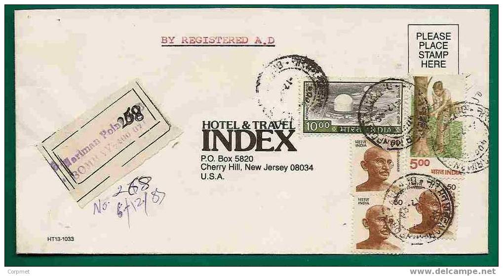 ATOMIC REACTOR + M. GHANDI + AGRICULTURE  On REGISTERED BOMBAY Cover To NEW JERSEY - Atomo