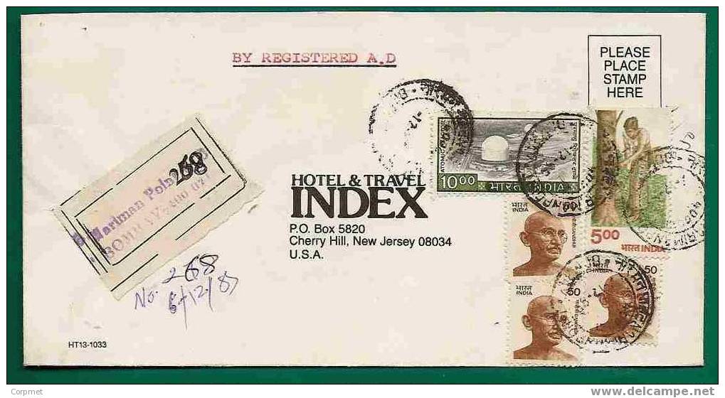 ATOMIC REACTOR + M. GHANDI + AGRICULTURE  On REGISTERED BOMBAY Cover To NEW JERSEY - Atom