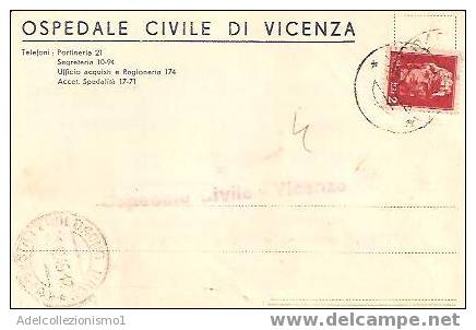 908)cartolina Con 1£ Imperiale Senza Fasci  Vicenza  Il 29-12-1945 - Storia Postale