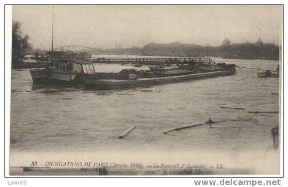 PARIS  INONDATIONS  PASSERELLE D'AUSTERLITZ X - Arrondissement: 12