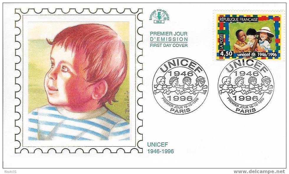 France FDC YT 3033 : Cinquantenaire De L'UNICEF , Visage D'enfant - UNICEF